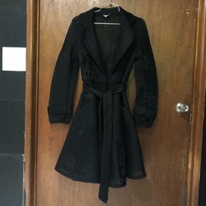Black Peplum Style Trench Coat